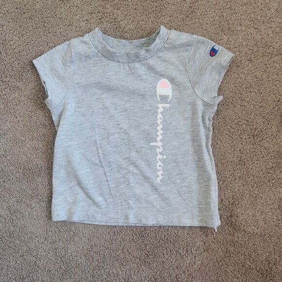 Champion Athletic Size 12 Month TShirt Gray Pink White Baby/Toddler - Picture 1 of 5